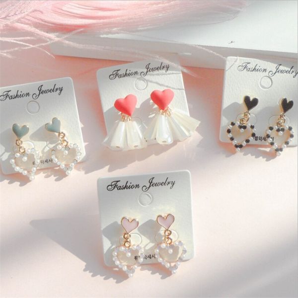 love heart drop dangle earrings for women girls sweet korean fashion heart simulated pearl earrings street style, Silver
love heart drop dangle earrings for women girls sweet korean fashion heart simulated pearl earrings street style, Silver