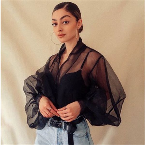 womens and blouses vintage oganza sheer mesh autumn long puff sleeve shirt fashion button cardigan blouse clothes, White
womens and blouses vintage oganza sheer mesh autumn long puff sleeve shirt fashion button cardigan blouse clothes, White