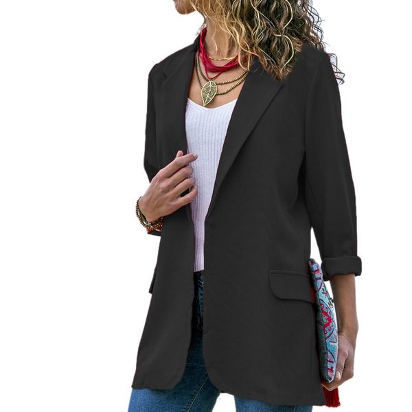 blazer long sleeve open front lightweight casual office lapel turn down collar slim women's clothing, White;black
blazer long sleeve open front lightweight casual office lapel turn down collar slim women's clothing, White;black