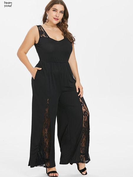 women plus size jumpsuit 5xl solid lace panel wide leg casual plunging neck sleeveless floor length big size set, Black;white
women plus size jumpsuit 5xl solid lace panel wide leg casual plunging neck sleeveless floor length big size set, Black;white
