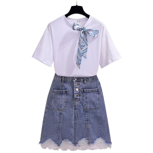 summer korean fashion 2 piece skirt set women short sleeve white t shirt casual + a-line denim skirts womens suit
summer korean fashion 2 piece skirt set women short sleeve white t shirt casual + a-line denim skirts womens suit