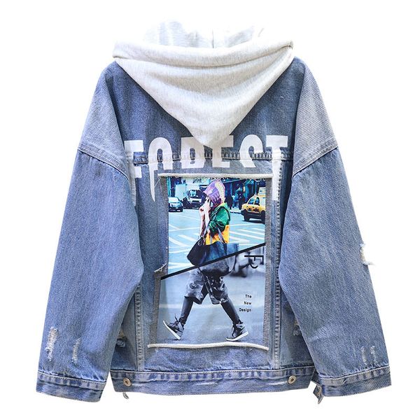 autumn hooded denim jacket women frayed patchwork plus size jeans jackets harajuku bf patch student denim coat, Black;brown
autumn hooded denim jacket women frayed patchwork plus size jeans jackets harajuku bf patch student denim coat, Black;brown