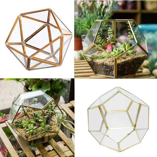 2-set glass geometric terrarium succulent planter flower vase container 
2-set glass geometric terrarium succulent planter flower vase container