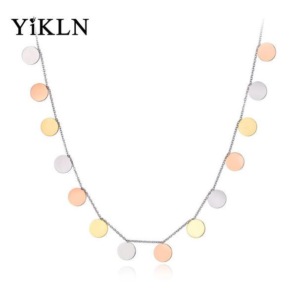 yikln trendy original design titanium stainless steel three color wafer charm necklace pendant chain necklace for women yn19070, Silver
yikln trendy original design titanium stainless steel three color wafer charm necklace pendant chain necklace for women yn19070, Silver