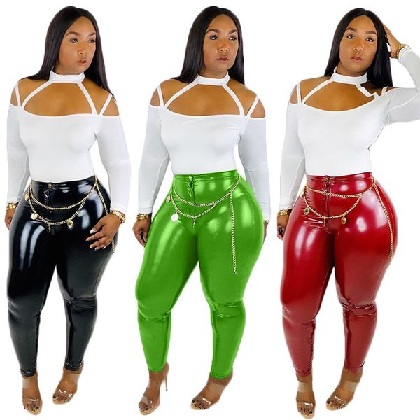 women 2 piece outfits set halter hollow out off shoulder long sleeve t-shirt pu leather leggings pants skinny trousers fall spring clothes, White
women 2 piece outfits set halter hollow out off shoulder long sleeve t-shirt pu leather leggings pants skinny trousers fall spring clothes, White