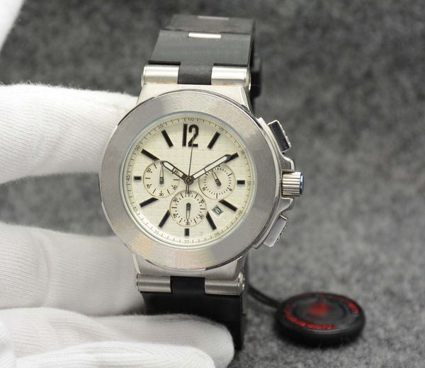 42mm outdoor quartz chronograph mens watches white dial date wristwatches with a black rubber with stainless steel links strap, Slivery;brown
42mm outdoor quartz chronograph mens watches white dial date wristwatches with a black rubber with stainless steel links strap, Slivery;brown