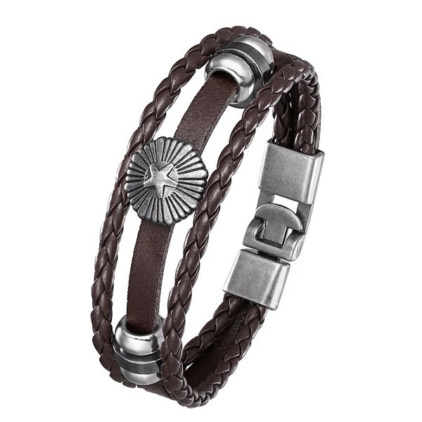 beaded, strands 2021 style, men's fashion leather bracelet alloy pentagram multilayer braided rope for men and women, Black
beaded, strands 2021 style, men's fashion leather bracelet alloy pentagram multilayer braided rope for men and women, Black