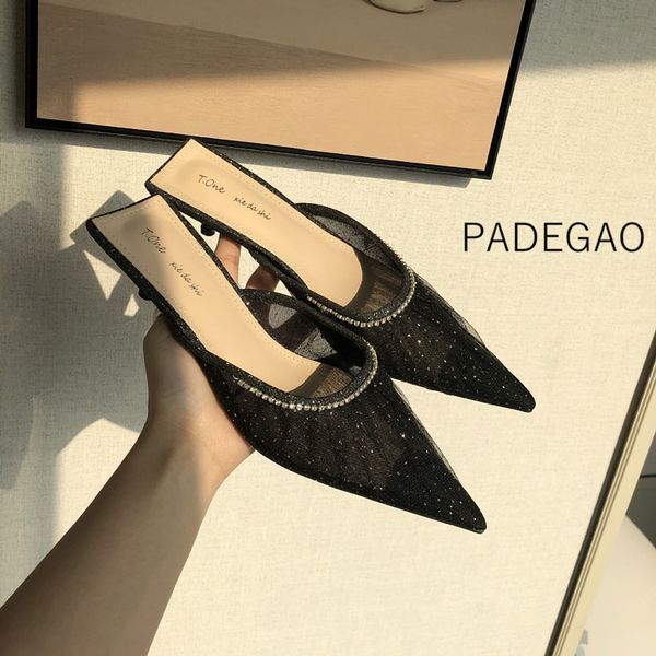 korean style elegant women slippers 2020 casual fashion mesh crystal point-toe women shoes, Black
korean style elegant women slippers 2020 casual fashion mesh crystal point-toe women shoes, Black