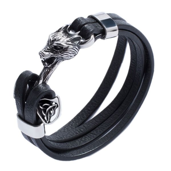 trendy men jewelry black multi-layer leather bracelet stainless steel wolf head bracelet wrap bracelets for man bangle pw780, Golden;silver
trendy men jewelry black multi-layer leather bracelet stainless steel wolf head bracelet wrap bracelets for man bangle pw780, Golden;silver