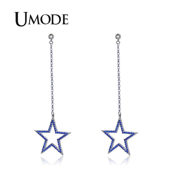 umode 2019 new blue round zircon pentagram stars drop earrings for women white gold cz crystal jewelry long drop chains aue0563, Silver
umode 2019 new blue round zircon pentagram stars drop earrings for women white gold cz crystal jewelry long drop chains aue0563, Silver