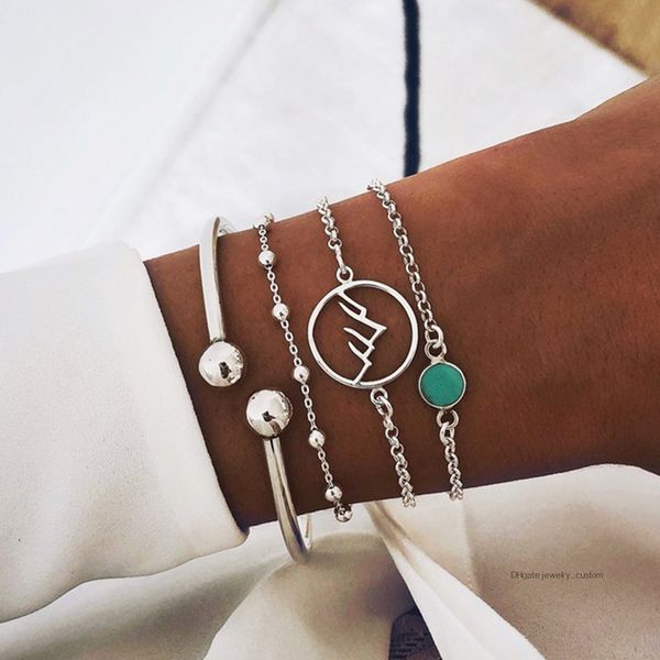 4 pcs/set bohemian vintage beach bracelet gem mountain bead chain silver bangle set ladies charm party jewelry accessories, Golden;silver
4 pcs/set bohemian vintage beach bracelet gem mountain bead chain silver bangle set ladies charm party jewelry accessories, Golden;silver