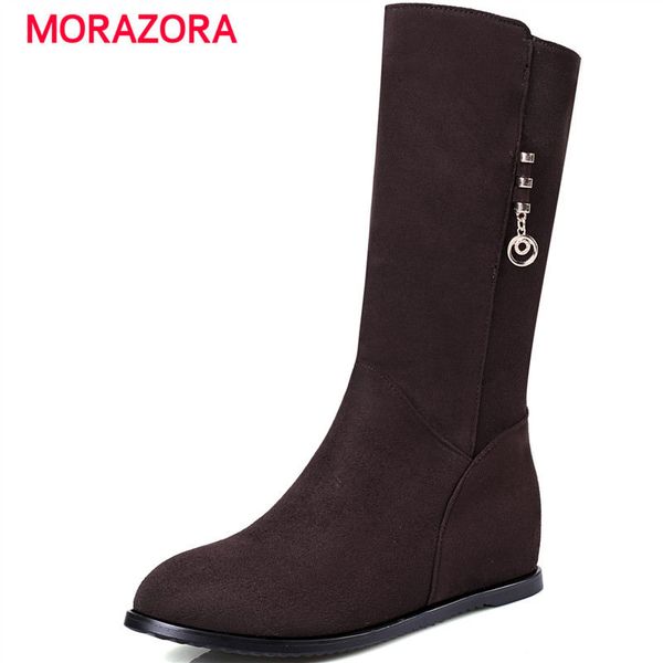 morazora big size autumn winter suede leather boots fashion metal decoration mid calf boots round toe med heel shoes women, Black
morazora big size autumn winter suede leather boots fashion metal decoration mid calf boots round toe med heel shoes women, Black