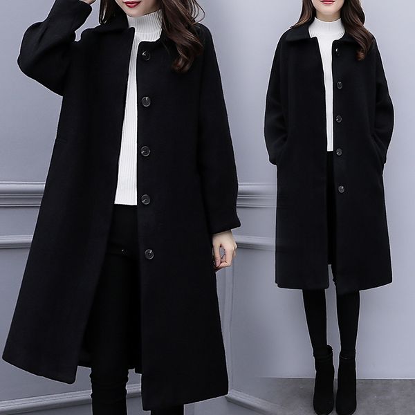 2019 spring autumn women's wool coat fashion long woolen coat slim type female winter quality wool jackets female outw elegant, Black
2019 spring autumn women's wool coat fashion long woolen coat slim type female winter quality wool jackets female outw elegant, Black