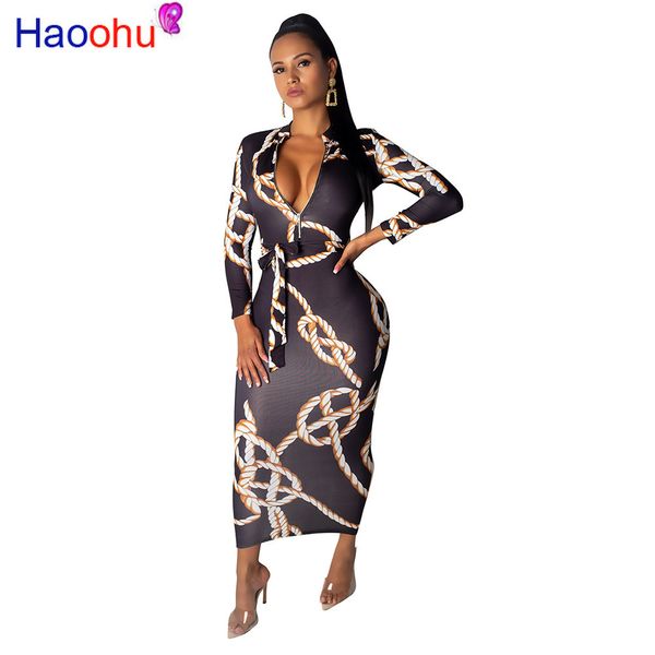 2019 women summer long sleeve chain print zipper up sashes waist bodycon midi maxi dress night club party long dresses, Black;gray
2019 women summer long sleeve chain print zipper up sashes waist bodycon midi maxi dress night club party long dresses, Black;gray