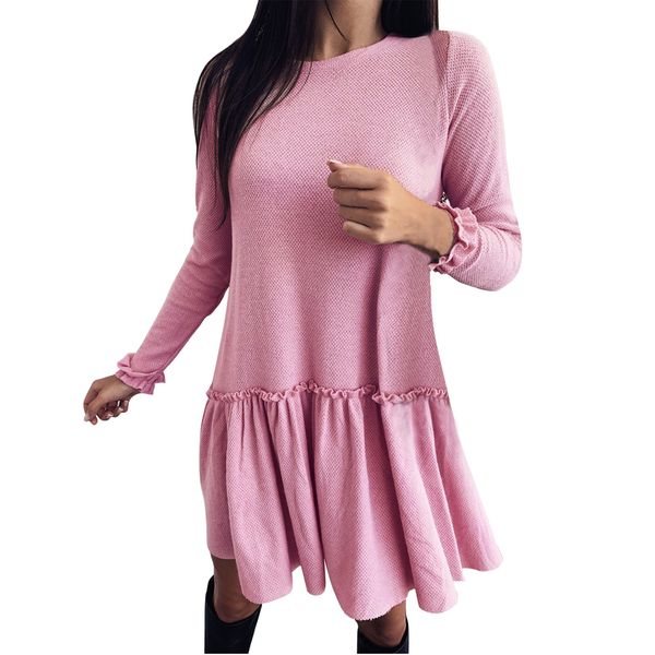 autumn ruffles sweet mini dress women casual round neck long sleeve loose pink gray elegant dresses winter female vestidos, Black;gray
autumn ruffles sweet mini dress women casual round neck long sleeve loose pink gray elegant dresses winter female vestidos, Black;gray