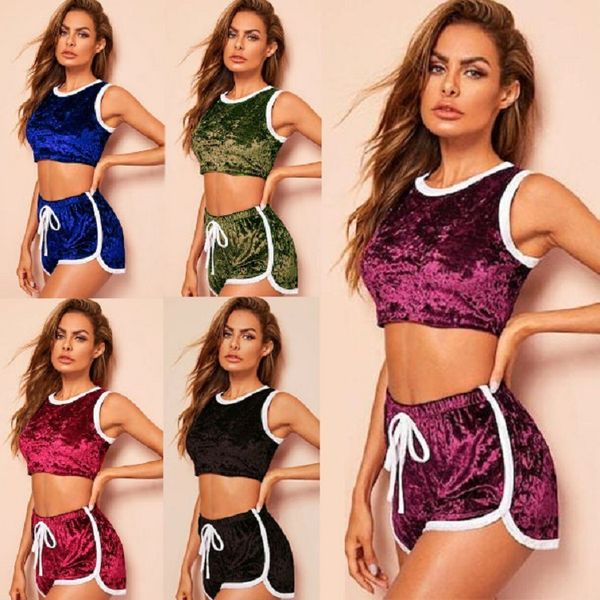 summer pajamas new-contrast color sleeveless short two-piece set women pajamas set sleepwear home clothes, Black;red
summer pajamas new-contrast color sleeveless short two-piece set women pajamas set sleepwear home clothes, Black;red