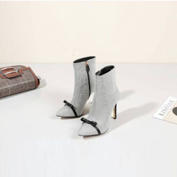 stylish crystal stretch leather sock boots lavender pointed toe zipper ankle booties solid thin high heels shoes butterfly knot, Black
stylish crystal stretch leather sock boots lavender pointed toe zipper ankle booties solid thin high heels shoes butterfly knot, Black