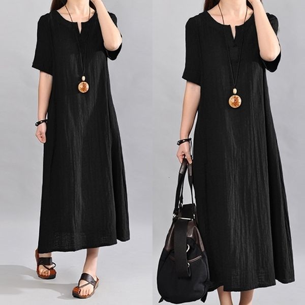 ladies dresses woman clothing women dress vintage linen 5xl summer short sleeve solid pockets midi oversized vestidos designer clothes, Black;gray
ladies dresses woman clothing women dress vintage linen 5xl summer short sleeve solid pockets midi oversized vestidos designer clothes, Black;gray