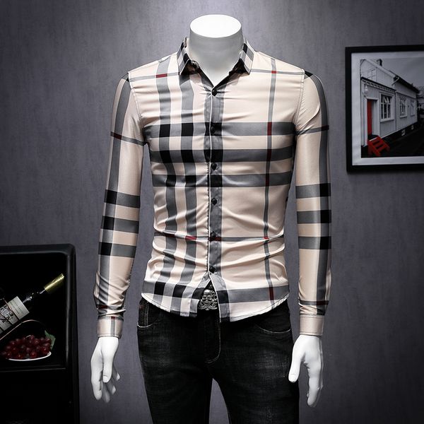 2019 new casual black and white plaid shirt male long-sleeved slim korean version of the trend of youth tide brand hong kong shirt, White;black
2019 new casual black and white plaid shirt male long-sleeved slim korean version of the trend of youth tide brand hong kong shirt, White;black