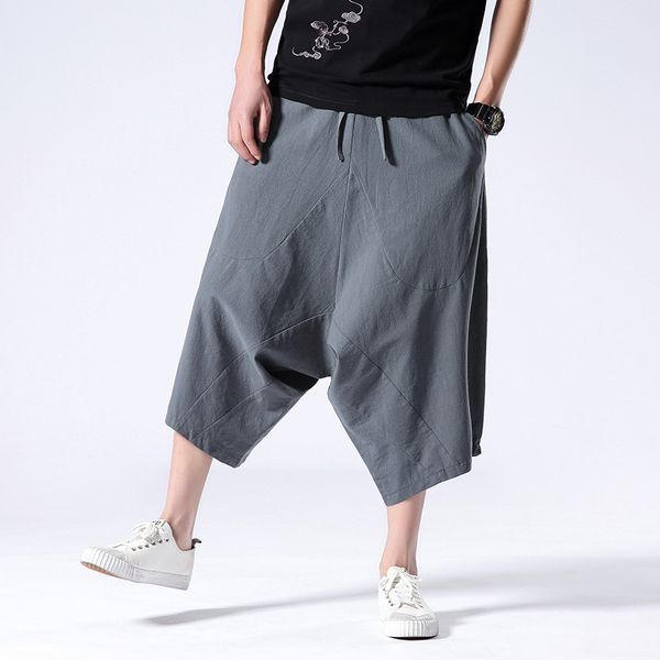 men's pants wild crotch harem summer baggy cotton trousers plus size male wild-leg loose drawstring, Black
men's pants wild crotch harem summer baggy cotton trousers plus size male wild-leg loose drawstring, Black