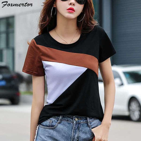 women's t-shirt foxmertor casual t shirt female 2021 summer short sleeve patchwork tee plus size women camisetas mujer verano, White
women's t-shirt foxmertor casual t shirt female 2021 summer short sleeve patchwork tee plus size women camisetas mujer verano, White