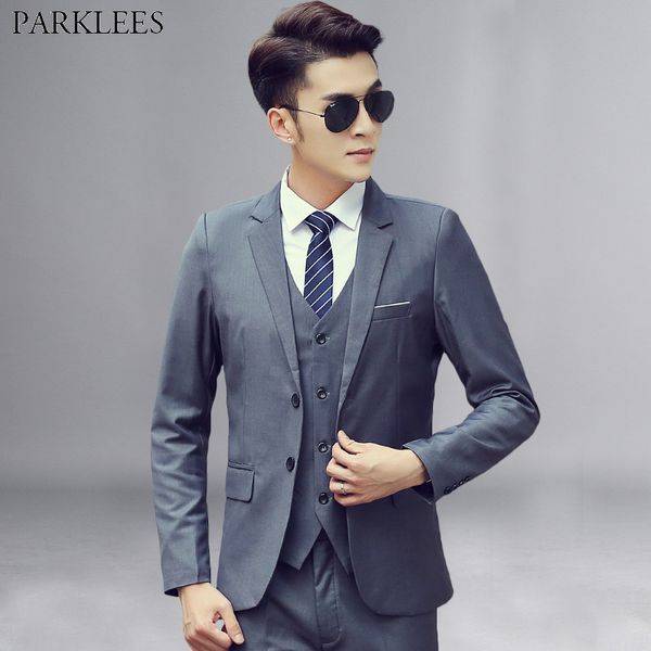 3 piece gray suit men 2019 brand new single breasted two button mens suits with pants business casual tuxedo suit costume homme, White;black
3 piece gray suit men 2019 brand new single breasted two button mens suits with pants business casual tuxedo suit costume homme, White;black