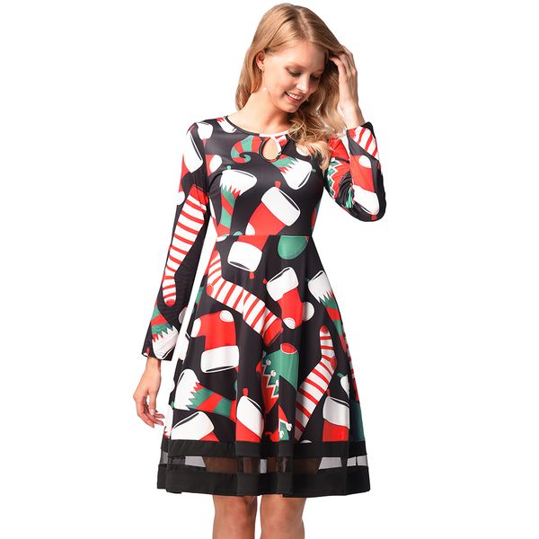 2019 christmas new spring and autumn long sleeve round neck women's fashion leisure digital print patchwork dress, Black;gray
2019 christmas new spring and autumn long sleeve round neck women's fashion leisure digital print patchwork dress, Black;gray