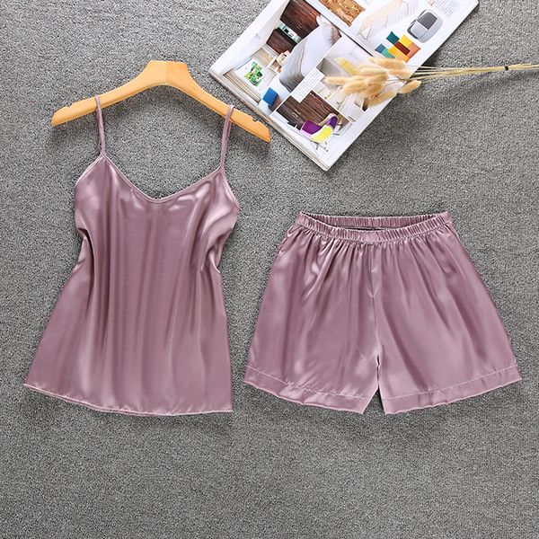 women silk satin sleepwear set sleeveless pajamas set v-neck pyjama femme solid nightwear homewear for summer, Blue;gray
women silk satin sleepwear set sleeveless pajamas set v-neck pyjama femme solid nightwear homewear for summer, Blue;gray