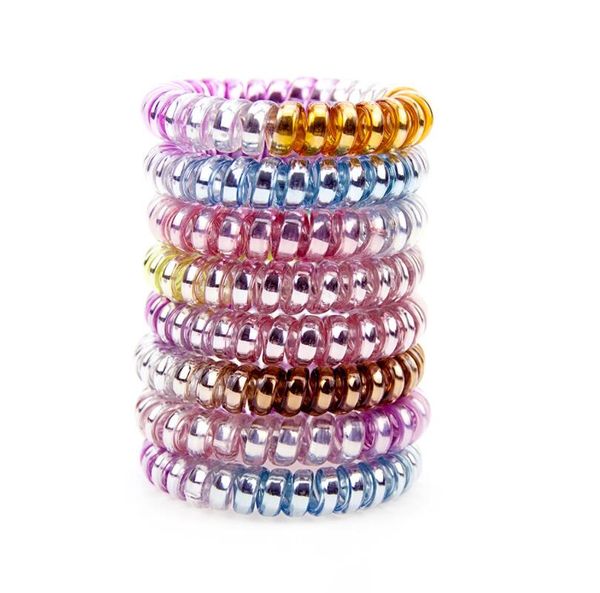 women girls plastic triangle spiral hair ties rope telephone wire traceless coil glitter gradient colorful ponytail holder scrunchies, Slivery;white
women girls plastic triangle spiral hair ties rope telephone wire traceless coil glitter gradient colorful ponytail holder scrunchies, Slivery;white