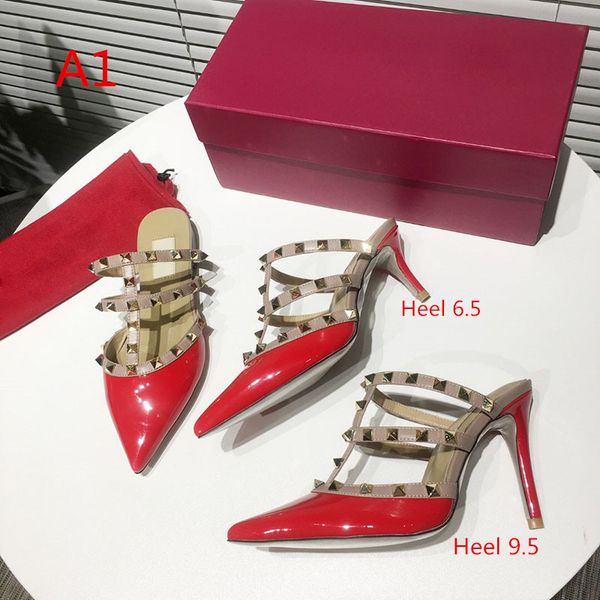 2019 design patent leather women sandals pumps ladies high heels 6.5cm heels 9.5cm fashion rivets shoes 11 colors, Black
2019 design patent leather women sandals pumps ladies high heels 6.5cm heels 9.5cm fashion rivets shoes 11 colors, Black