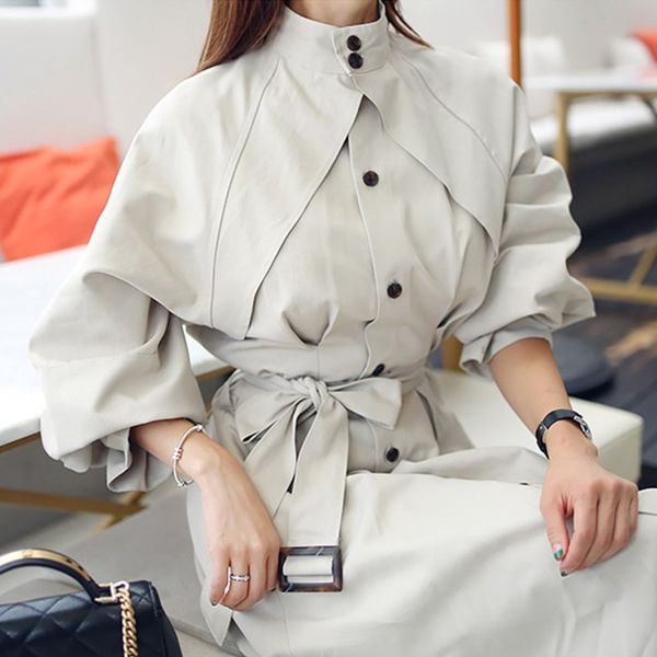 women fashion loose a-line trench coat mandarin collar button solid long trench outdoor, Tan;black
women fashion loose a-line trench coat mandarin collar button solid long trench outdoor, Tan;black