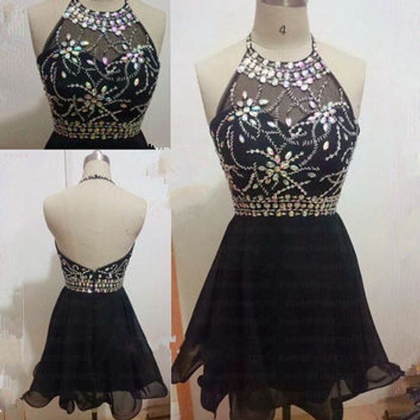 black short homecoming prom dress backless beaded crystal rhinestones chiffon real ps formal party graduation cocktail dress, Blue;pink
black short homecoming prom dress backless beaded crystal rhinestones chiffon real ps formal party graduation cocktail dress, Blue;pink