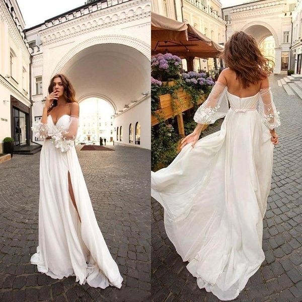 2019 Elegant A-line Summer Wedding Dresses Chiffon Bohemian Beach Off Shoulder Long Sleeve Vintage Plus Size Bridal Gown Custom made
2019 Elegant A-line Summer Wedding Dresses Chiffon Bohemian Beach Off Shoulder Long Sleeve Vintage Plus Size Bridal Gown Custom made