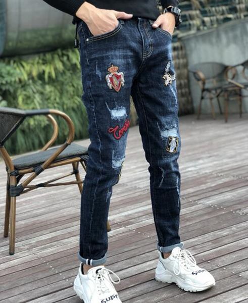 men's europe and the united states and south korea version of the new personality slim hole embroidery cowboy small trousers / 29-36, Blue
men's europe and the united states and south korea version of the new personality slim hole embroidery cowboy small trousers / 29-36, Blue