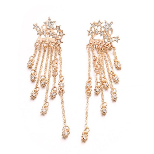sparkle stars long tassel earrings gold silver color crystal streamlined dangle earrings for women lady girls wholesale
sparkle stars long tassel earrings gold silver color crystal streamlined dangle earrings for women lady girls wholesale