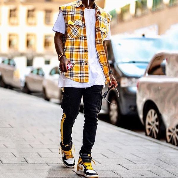 mens streetwear cut off flannel shirts summer tartan plaid sleeveless muscle t-shirt hiphop outfits high end fashion, White;black
mens streetwear cut off flannel shirts summer tartan plaid sleeveless muscle t-shirt hiphop outfits high end fashion, White;black
