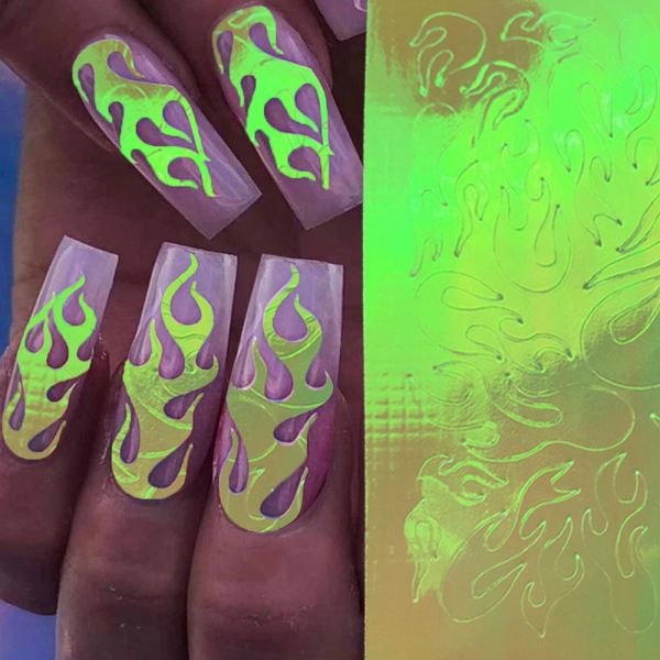 16 pcs 3d nail stickers fiery holographic nails art new flame nail sticker self-adhesive flame decals manicure, Black
16 pcs 3d nail stickers fiery holographic nails art new flame nail sticker self-adhesive flame decals manicure, Black