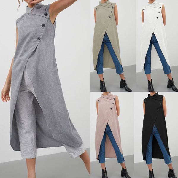 women's blouses & shirts celmia women retro blouse asymmetrical 2021 summer sleeveless button down casual split long shirt loose blusas, White
women's blouses & shirts celmia women retro blouse asymmetrical 2021 summer sleeveless button down casual split long shirt loose blusas, White