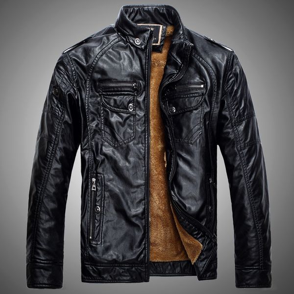 men's stand collar leather coat fashion casual locomotive pu leather men's plus velvet jacket outerwear, Black
men's stand collar leather coat fashion casual locomotive pu leather men's plus velvet jacket outerwear, Black