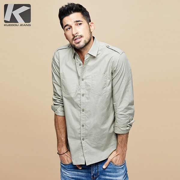 kuegou 2020 autumn 100% cotton black white shirt men dress button casual slim fit long sleeve for male fashion brand blouse 6178, White;black
kuegou 2020 autumn 100% cotton black white shirt men dress button casual slim fit long sleeve for male fashion brand blouse 6178, White;black