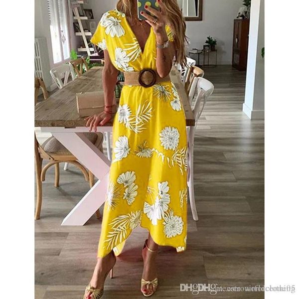 women 19ss deep v-neck floral dress summer beach casual maxi holiday beach dresses, Black;gray
women 19ss deep v-neck floral dress summer beach casual maxi holiday beach dresses, Black;gray