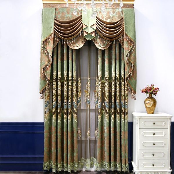 european shehuaxuenier embroidered jacquard shade curtains for living dining room bedroom