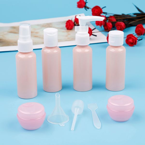 9pcs 50ml refillable travel bottles set plastic pressing spray bottle package cosmetics bottles makeup tools kit
9pcs 50ml refillable travel bottles set plastic pressing spray bottle package cosmetics bottles makeup tools kit