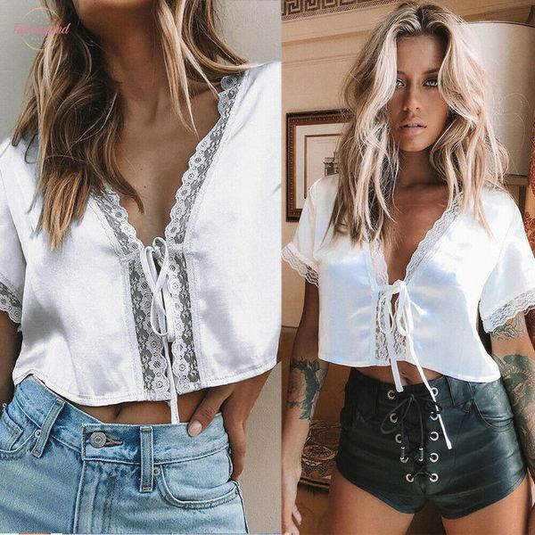 summer new women ladies short sleeve lace silk satin crop blouse party holiday shirt clothing solid soft clothes, White
summer new women ladies short sleeve lace silk satin crop blouse party holiday shirt clothing solid soft clothes, White
