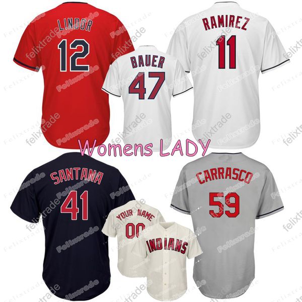 Women LADY Cleveland Carlos Santana Francisco Lindor Indians Clevinger Jose Ramirez Jake Bauers Trevor Carrasco Ramirez Baseball Jersey
Women LADY Cleveland Carlos Santana Francisco Lindor Indians Clevinger Jose Ramirez Jake Bauers Trevor Carrasco Ramirez Baseball Jersey