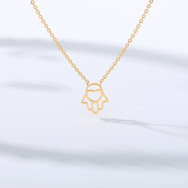 all is well amulet hamsa hand heart pendant necklace women stainless steel gold color hollow hand of fatima choker necklaces, Silver
all is well amulet hamsa hand heart pendant necklace women stainless steel gold color hollow hand of fatima choker necklaces, Silver