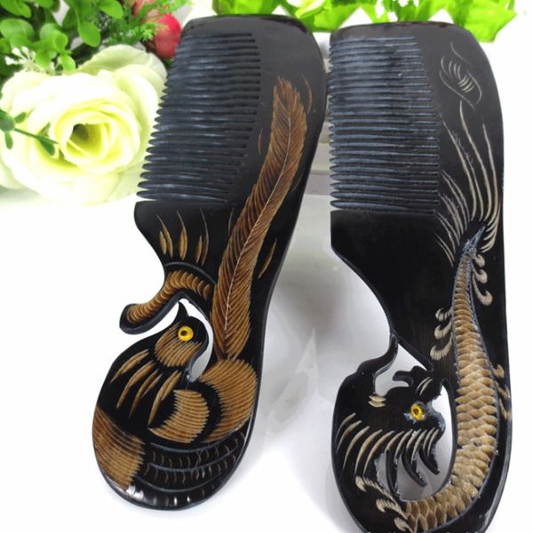 healthy care anti-static ox horn comb phoenix dragon design fine-toothed comb head scalp massage hand carved hair care brushes, Silver
healthy care anti-static ox horn comb phoenix dragon design fine-toothed comb head scalp massage hand carved hair care brushes, Silver