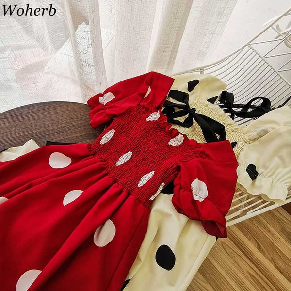 woherb women dress korean new chic cothes square collar polka dot bandage vestidos high waist chiffon big swing long dresses, Black;gray
woherb women dress korean new chic cothes square collar polka dot bandage vestidos high waist chiffon big swing long dresses, Black;gray