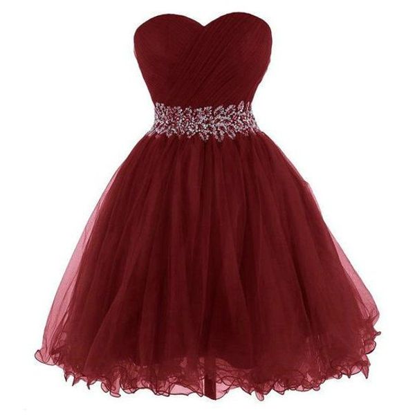cocktail party dresses burgundy tulle sweetheart sleeveless ruched pleated lace up back homecoming dress beaded waist, Black
cocktail party dresses burgundy tulle sweetheart sleeveless ruched pleated lace up back homecoming dress beaded waist, Black