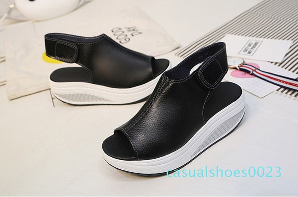 summer sandals women shake shoes thick wedges slope platform head leather sandals women thick bottom higt heel shoes . mqss-013 c23, Black
summer sandals women shake shoes thick wedges slope platform head leather sandals women thick bottom higt heel shoes . mqss-013 c23, Black